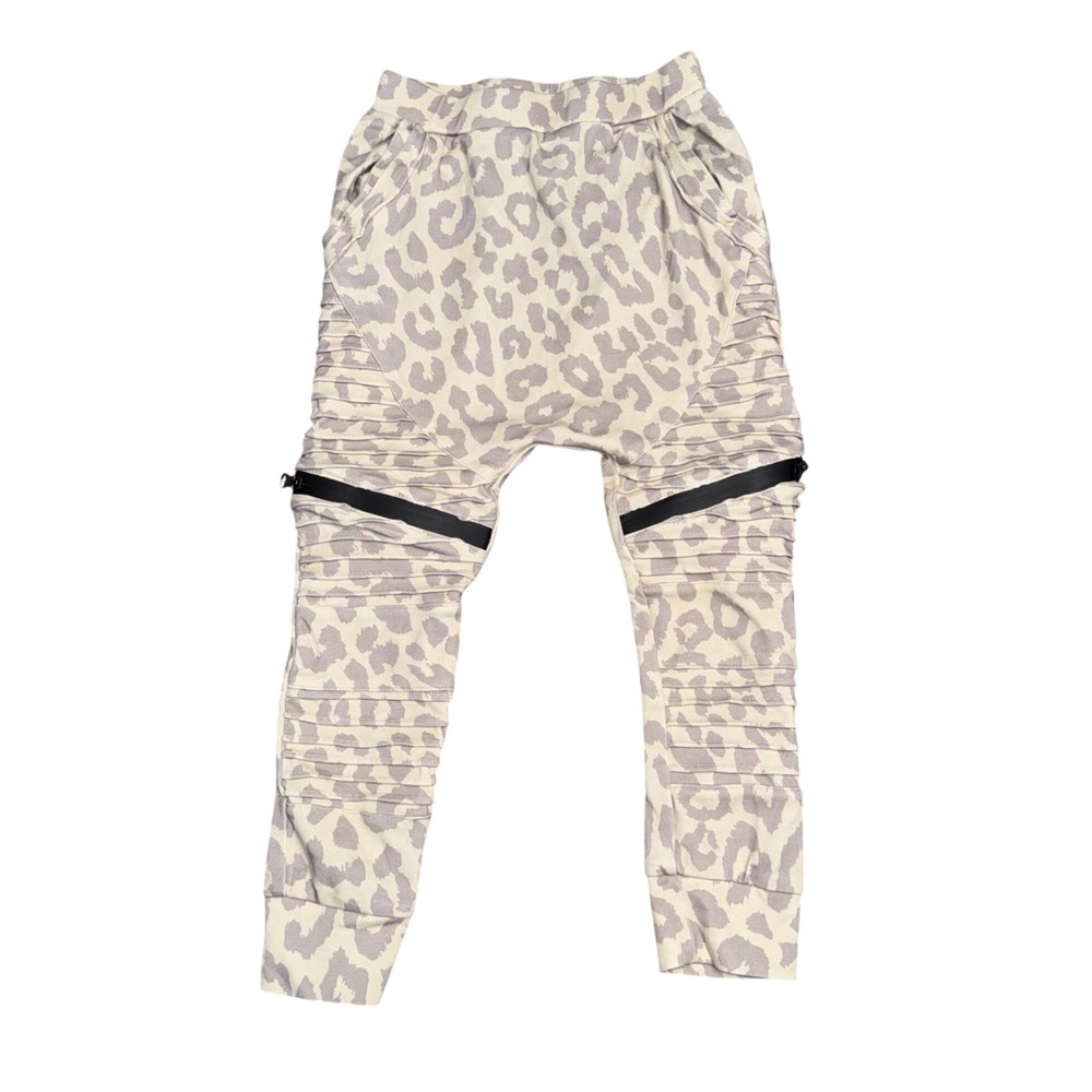 Posh Kiddos Moto Harem‎ Joggers Kids 6 Tan Leopard Excellent Moto Zips